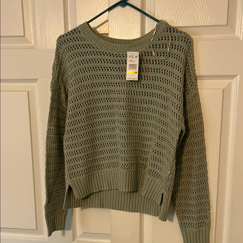 Aeropostale Green Crew Neck Sweater with Textured Knit